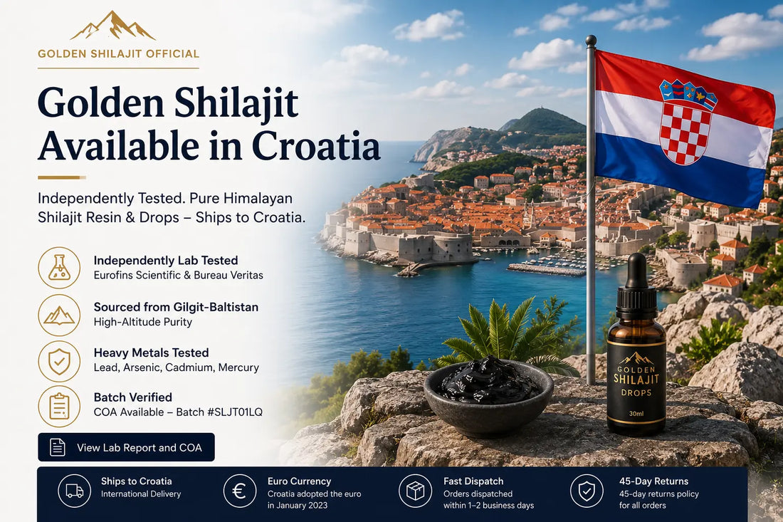 Buying Shilajit in Croatia — Golden Shilajit Official, Drops and Resin, Eurofins Tested, COA Available