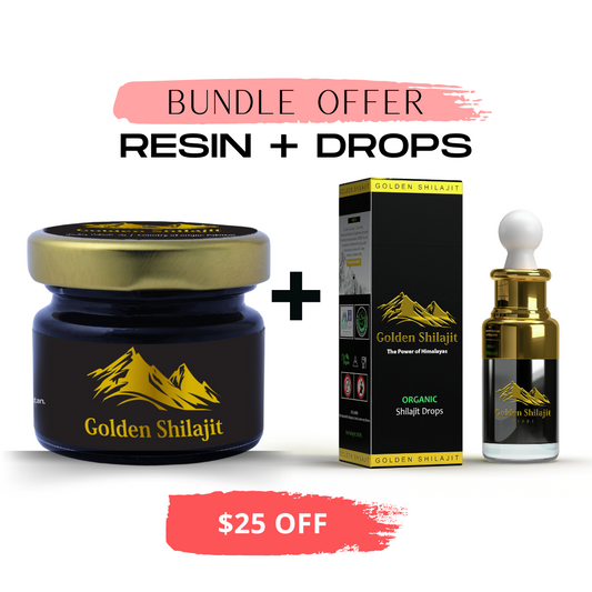 Golden Shilajit Resin 50g + Drops 30ml Bundle | Lab-Tested Himalayan Shilajit